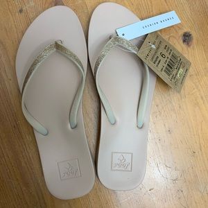 Tan reef flip flops